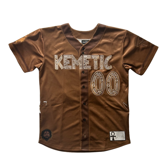 Kemetic Ankhs Baseball Jersey Brown on Brown