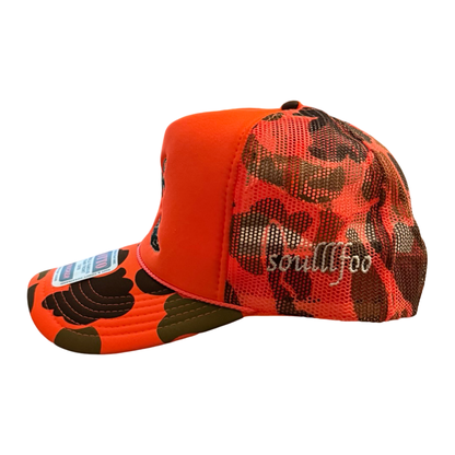 Orange Camo Snapback Hat