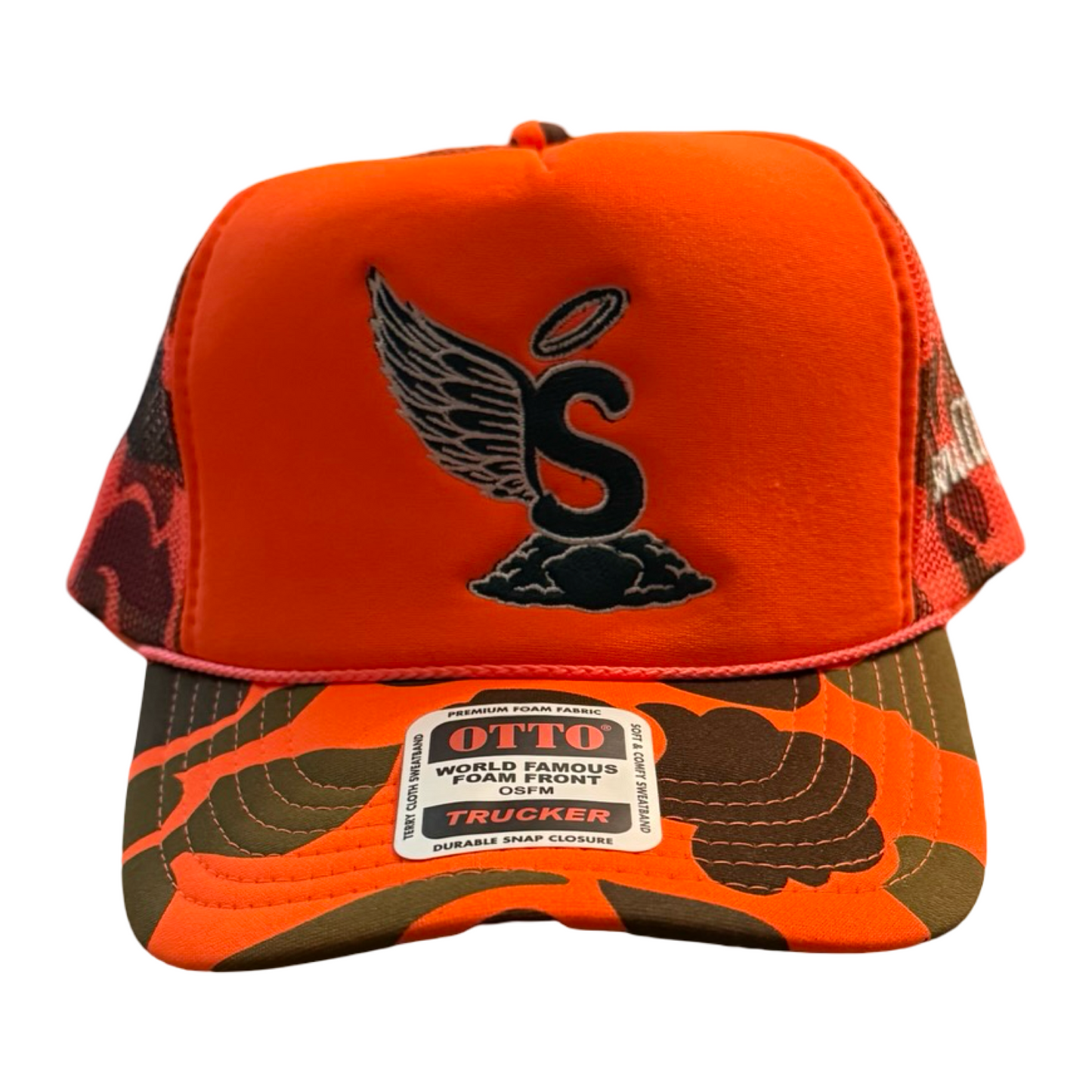 Orange Camo Snapback Hat