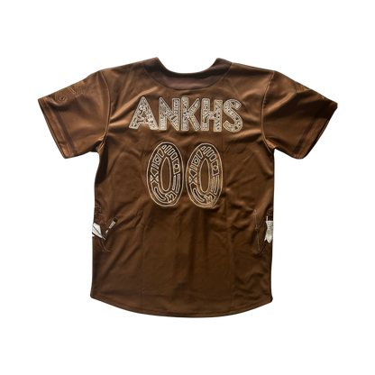 Kemetic Ankhs Baseball Jersey Brown on Brown