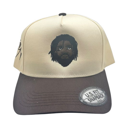 Melanated Jesus Snapback Hat Dark Brown & Cream